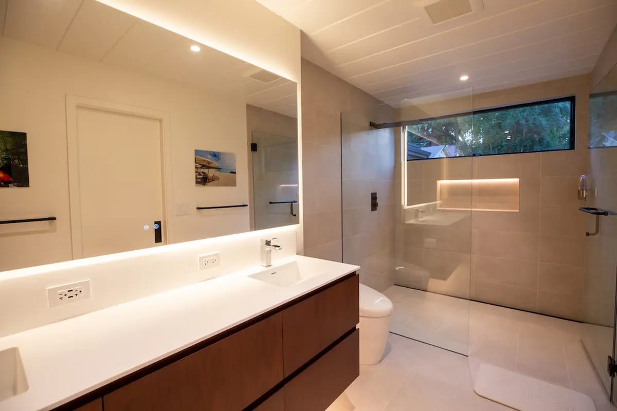 Custom bathroom renovation with glass shower in Portola Valley, CA